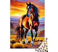 Wild Horse Sunset Jigsaw for Adults Educational Horse at Sunset 1000 Piece Games for Home Decor 38x26cm 1000pcs