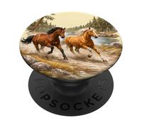 Wild Horse Vintage Western Graphic Equitation Nature PopSockets PopGrip Adhésif