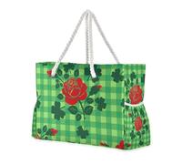 Wild Irish Rose St Sac de plage robuste avec poches latérales Sac fourre-tout de travail Sac fourre-tout de voyage Essentials Cadeau de plage Cadeau d'anniversaire pour femme