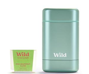Wild Kit de Démarrage Déodorant Rechargeable Naturel avec Étui Aqua et Recharge Parfumée Pink Grapefruit & Lime (40g) - Sans Aluminium - Protection Longue Durée - Végan