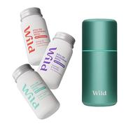 Wild Kit de Déodorant Anti-Transpirant Roll-On Rechargeable avec protection 72 heures - Étui bleu aqua avec recharges Honey & Cactus Flower, Cotton & Sea Salt and Coconut & Vanilla - 90% naturel