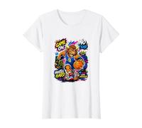 Wild Legend Basketball Player with Graffiti Graphic Quotes T-Shirt Graphique avec Valeur, Femme, Blanc, L