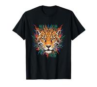 Wild Leopard Jungle Predator Feuilles Tropicales T-Shirt