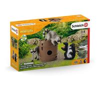 Schleich Jouet Wild Life - Jeux rigolos avec la noix 42532 - Raton laveur, mouffette