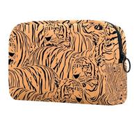 Wild Life Trousse de maquillage pour femme avec fermeture éclair Motif tigre, multicolore, 18.5x7.5x13cm/7.3x3x5.1in, Trousse de toilette