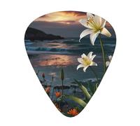 Wild Lily Dream Flower Sea Lot de 12 médiators de guitare avec motifs fins, moyens et épais, livrés avec un étui de rangement