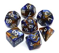 Wild Magic Sorcerer - Polyset Dice | Polydice | Yellow Blue Pearlescent Marble and White | Dice Set of 7 Pieces| D&D and RPGs | Plastic Dice Set | Polyhedral Dice Set | Dungeons and Dragons