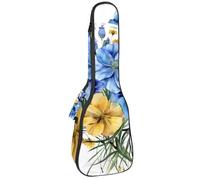 Wild Meadow Étui pour ukulélé Motif fleurs et fleurs Sac rembourré pour ukulélé concert de 58,4 cm, imperméable et durable, Multicolore 06, 25.9x9x3.1in/66x23x8cm, Organiseur de sac