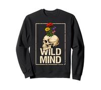 Wild Mind Vintage Grunge Crâne Papillons Goth Esthétique Sweatshirt