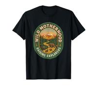 Wild Motherhood Raising Explorers Bear Patch Mom Mother's Day T-Shirt
