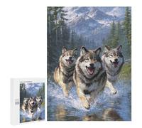Wild Pack Running Through Water Puzzle 1000 Pièces Educa Jouet en Bois Cadeau Unique Décoration Intérieure Jeu Éducatif Challenge Toy Adultes Et Enfants À Partir De 14 Ans 500 PCS