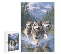 Wild Pack Running Through Water Puzzle 1000 Pièces Educa Jouet en Bois Cadeau Unique Décoration Intérieure Jeu Éducatif Challenge Toy Adultes Et Enfants À Partir De 14 Ans 1000 PCS