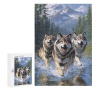 Wild Pack Running Through Water Puzzle 1000 Pièces Educa Jouet en Bois Cadeau Unique Décoration Intérieure Jeu Éducatif Challenge Toy Adultes Et Enfants À Partir De 14 Ans 300 PCS