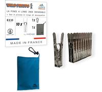 Wild Pinups: 10 Pinces à Linge INOX Incassables Pincinox avec Panier Pince à Linge et Mousqueton. pour Buanderie, Fil à Linge, séchoir à Linge. l'Epingle a Linge Solide, Durable à Vie, Made in France