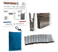 Wild PinUps: 100 Pinces à Linge Inox Incassables Pincinox avec Panier Pince à Linge et Mousqueton. Pour Buanderie, Fil à linge, séchoir à linge. l'Epingle a Linge solide, durable à vie, Made in France