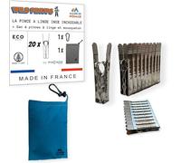 Wild Pinups: 20 Pinces à Linge INOX Incassables Pincinox avec Panier Pince à Linge et Mousqueton. pour Buanderie, Fil à Linge, séchoir à Linge. l'Epingle a Linge Solide, Durable à Vie, Made in France