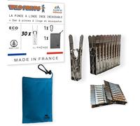 Wild Pinups: 30 Pinces à Linge INOX Incassables Pincinox avec Panier Pince à Linge et Mousqueton. pour Buanderie, Fil à Linge, séchoir à Linge. l'Epingle a Linge Solide, Durable à Vie, Made in France