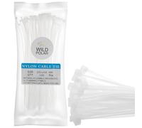 Wild Polar Lot de 100 attaches autobloquantes de qualité supérieure - Transparent/blanc et noir - Gamme de tailles - En nylon et plastique - Petites attaches autobloquantes (blanc/transparent, 370 mm