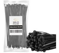 Wild Polar Lot de 100 attaches autobloquantes en nylon transparent de qualité supérieure - Transparent/blanc - 250 mm x 3,6 mm