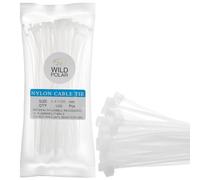 Wild Polar Lot de 100 attaches autobloquantes en nylon transparent de qualité supérieure - Transparent/blanc - 250 mm x 3,6 mm