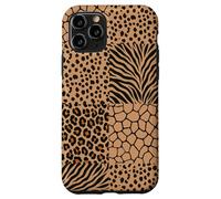 Wild Safari Animal Patchwork Beige Pattern Collage Coque pour iPhone 11 Pro