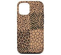 Wild Safari Animal Patchwork Beige Pattern Collage Coque pour iPhone 12/12 Pro