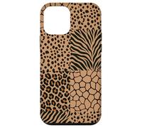 Wild Safari Animal Patchwork Beige Pattern Collage Coque pour iPhone 12 Mini