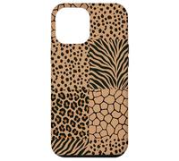 Wild Safari Animal Patchwork Beige Pattern Collage Coque pour iPhone 12 Pro Max