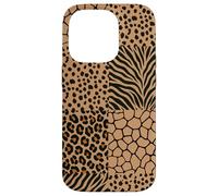 Wild Safari Animal Patchwork Beige Pattern Collage Coque pour iPhone 14 Pro