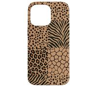Wild Safari Animal Patchwork Beige Pattern Collage Coque pour iPhone 14 Pro Max