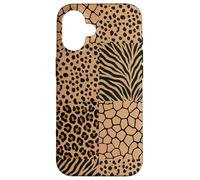 Wild Safari Animal Patchwork Beige Pattern Collage Coque pour iPhone 16