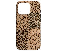 Wild Safari Animal Patchwork Beige Pattern Collage Coque pour iPhone 16 Pro