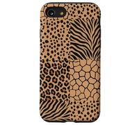 Wild Safari Animal Patchwork Beige Pattern Collage Coque pour iPhone SE (2020) / 7/8