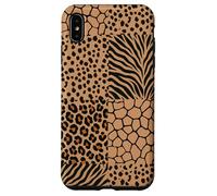 Wild Safari Animal Patchwork Beige Pattern Collage Coque pour iPhone XS Max