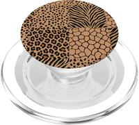 Wild Safari Animal Patchwork Beige Pattern Collage PopSockets PopGrip pour MagSafe