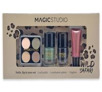 WILD SAFARI Kit de Maquillage et Nail Art - Ensemble 4 Pièces - Haute Qualité, Emballage Élégant