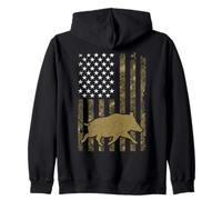Wild Sanglier Hunter Drapeau USA Chasse Sanglier Saison Sweat à Capuche
