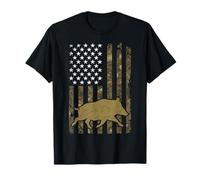 Wild Sanglier Hunter Drapeau USA Chasse Sanglier Saison T-Shirt