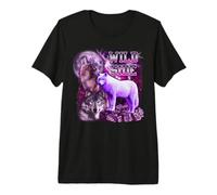 Wild Side Wolf on Moon Galaxy Funny Three Wolves Lover T-Shirt Haut de Gamme