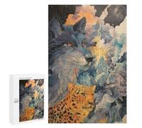 Wild Spirit Wolf, Leopard, and Moonlit Sky Puzzle 1000 Pièces Educa Jouet en Bois Cadeau Unique Décoration Intérieure Jeu Éducatif Challenge Toy Adultes Et Enfants À Partir De 14 Ans 1000 PCS