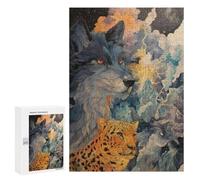 Wild Spirit Wolf, Leopard, and Moonlit Sky Puzzle 1000 Pièces Educa Jouet en Bois Cadeau Unique Décoration Intérieure Jeu Éducatif Challenge Toy Adultes Et Enfants À Partir De 14 Ans 300 PCS