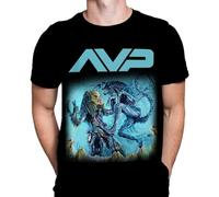 Wild Star Hearts AVP Alien Vs Predator Mens T-Shirt Horror Film Print, Black Cotton T-Shirt, Movie Poster Tee Manches Courtes(3X-Large)