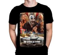 Wild Star Hearts Go to Hell Devil's Rejects Mens T-Shirt Gothic Horror Print, Black Cotton T-Shirt, Movie Poster Tee Manches Courtes(XX-Large)