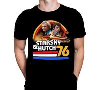 Wild Star Hearts Starsky and Hutch 76 Mens T-Shirt Horror Film Print, Black Cotton T-Shirt, Movie Poster Tee Manches Courtes(3X-Large)