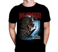 Wild Star Hearts T-Shirt pour Homme avec Motif Soldats de Chien - Impression Gothique - Noir - Affiche de Film, Noir, L