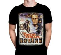 Wild Star Hearts The Great Escape Mens T-Shirt War Print, Black Cotton T-Shirt, Movie Poster Tee Manches Courtes(Small)