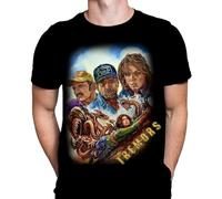 Wild Star Hearts Tremors Mens Tshirt Gothic Horror Film Print, Black Cotton T-Shirt, Movie Poster Tee Manches Courtes(Medium)