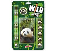 Wild Stationery Set - Panda De Ces Kits De Fournitures Scolaires Amusants Comprennent 2 Crayons, Une Gomme, Un Taille-Crayon, Une Règle Et Un Cahier, Ensemble De Papeterie