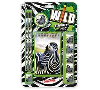Wild Stationery Set - Zèbre de Deluxebase. Ces Kits de Fournitures Scolaires Amusants comprennent 2 Crayons, Une Gomme, Un Taille-Crayon, Une règle et Un Cahier, Ensemble de Papeterie