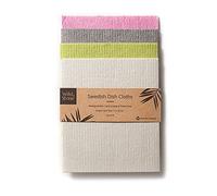 Wild & Stone - Torchons suédois - Entièrement compostables - Chiffon de Nettoyage biodégradable - Éponge de Cuisine réutilisable - Alternative au Rouleau de Cuisine - Lot de 4